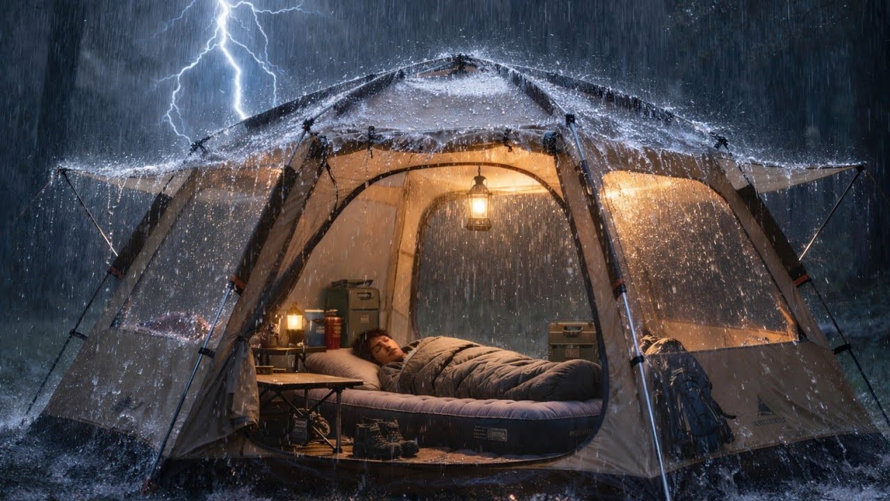 Hit by Heavy Rain and Thunderstorms⛈️Camping Heavy Rain