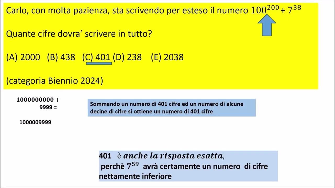 Giochi di Archimede  - cat. Biennio (olimpiadi della Matematica) esempio 10