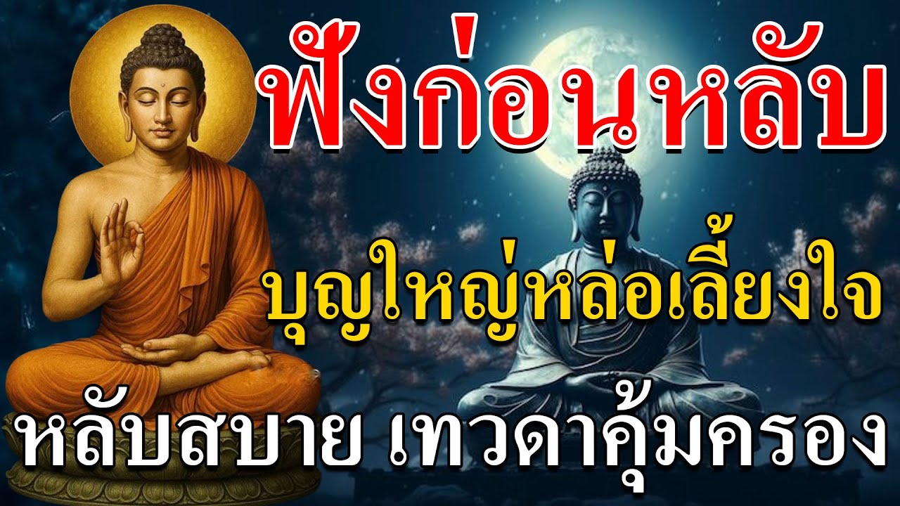 ฟังธรรมะก่อนหลับ บุญจะค่อย ๆ หล่อเลี้ยงชีวิตหลับสบาย ใจเบา เทวดาคุ้มครอง 🌙✨คลายทุกข์