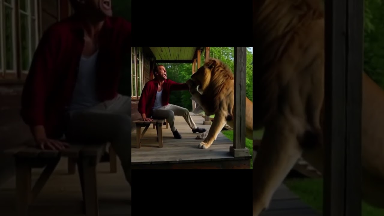 He Was Reading the Newspaper… Then a Lion Appeared 😱🦁 