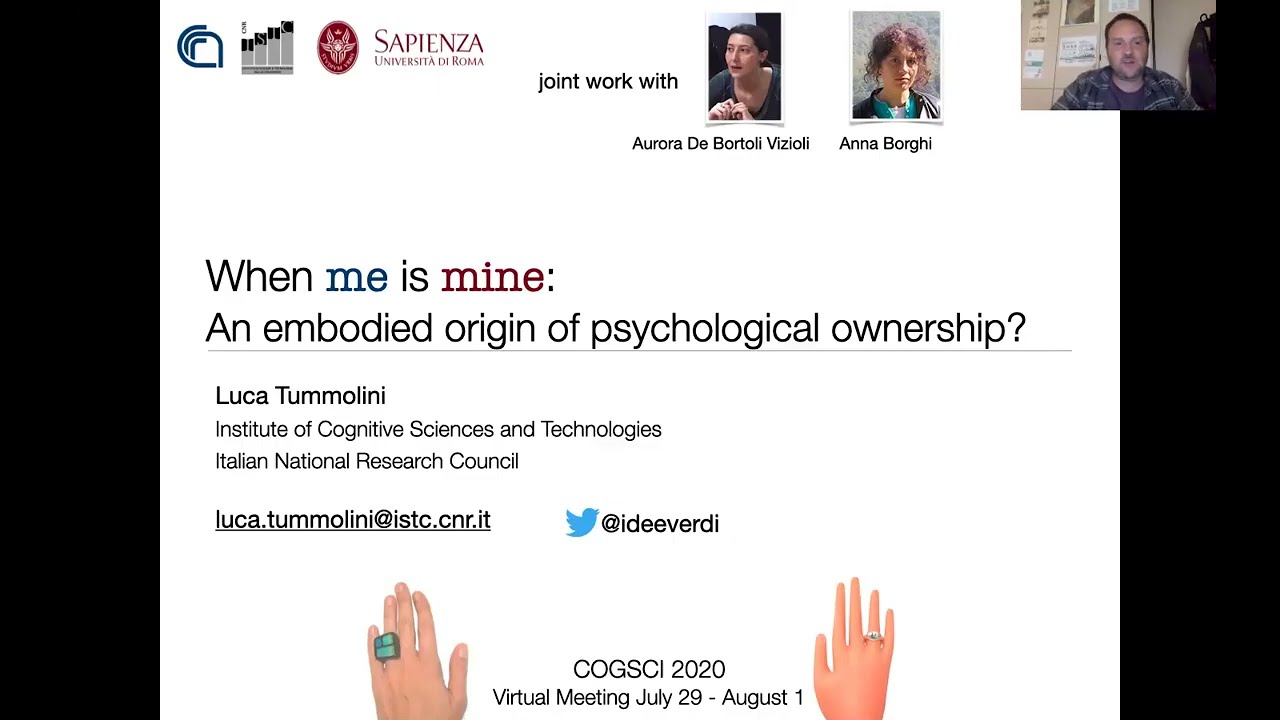 COGSCI 2020 Luca Tummolini on the embodied origins of psychological ownership
