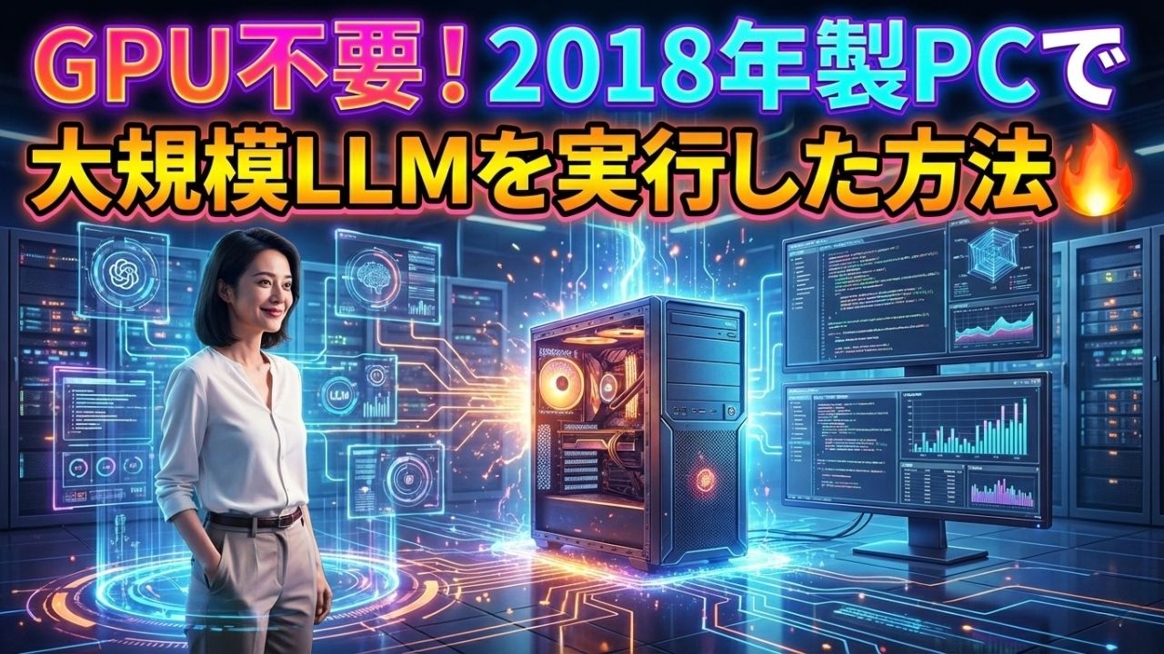 GPU不要！2018年製PCで大規模LLMを実行した方法🔥