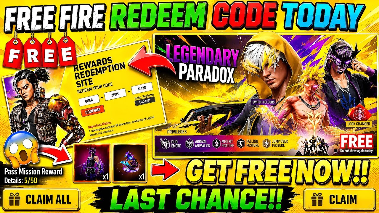 FREE FIRE REDEEM CODE TODAY 5 AUGUST REDEEM CODE FREE FIRE | FF REDEEM CODE TODAY 5 AUGUST