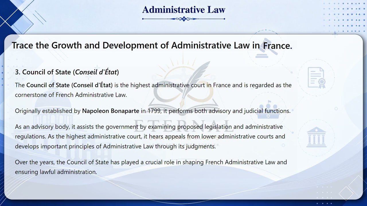 Growth and Development of Administrative Law in France: Droit Administratif, Conseil d'&Eacute;tat