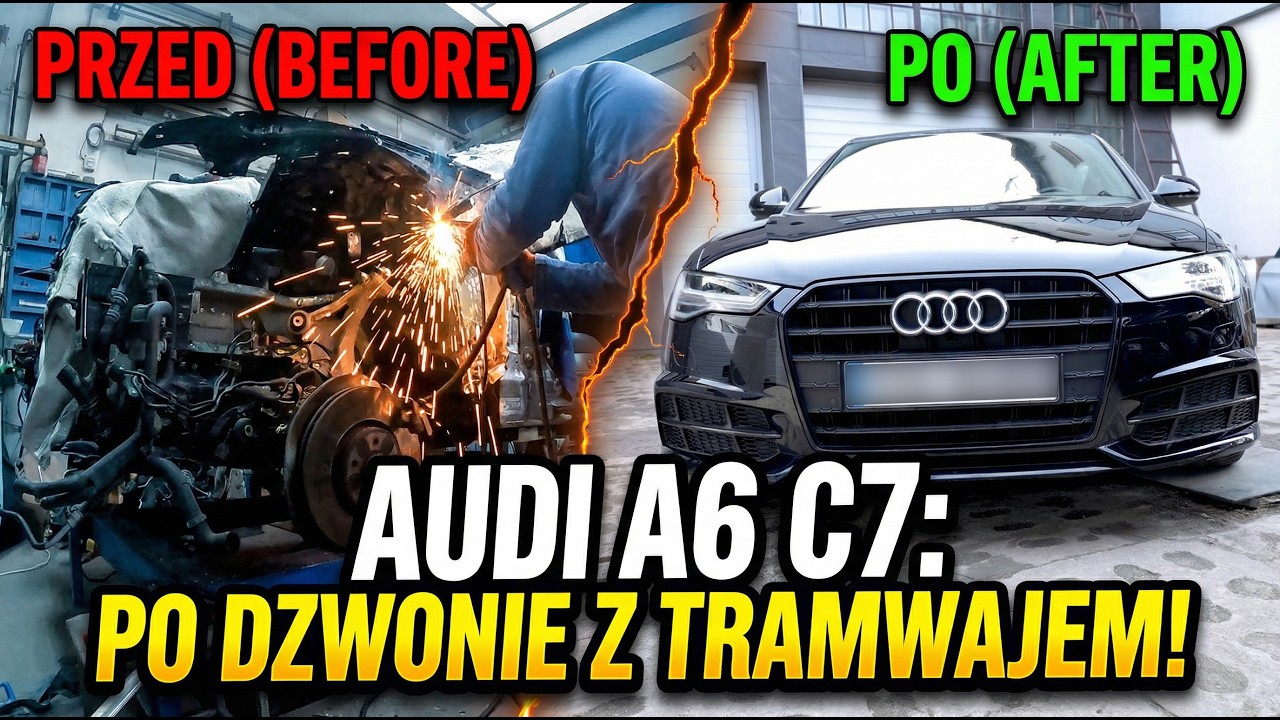 Audi A6C7 po dzwonie z tramwajem!