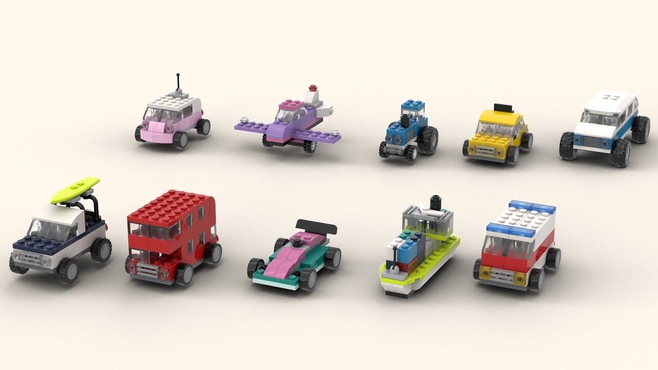 Os 10 veículos sugeridos (Free Build) pelo set Lego Classic 11036