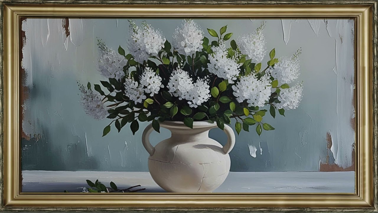 FRAMED AMBIENT TV ART VINTAGE FLORAL SCREENSAVER BACKGROUND REALISTIC PAINTING NO MUSIC WALLPAPER 4K