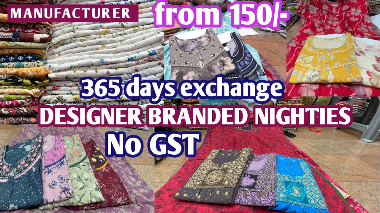 Designer nighties manufacturer and wholesaler branded stitched nighties