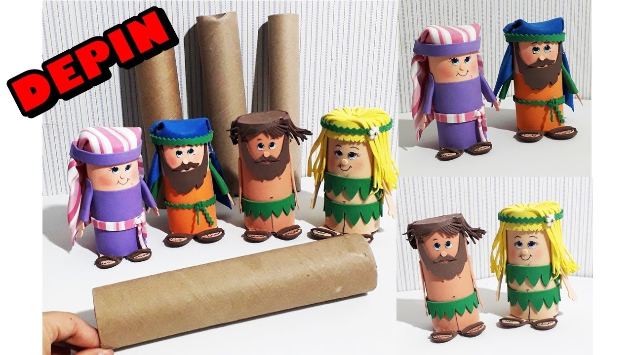 DEPIN- Personagens de rolinhos de papel toalha e EVA - Tia Erika | Erik'artes