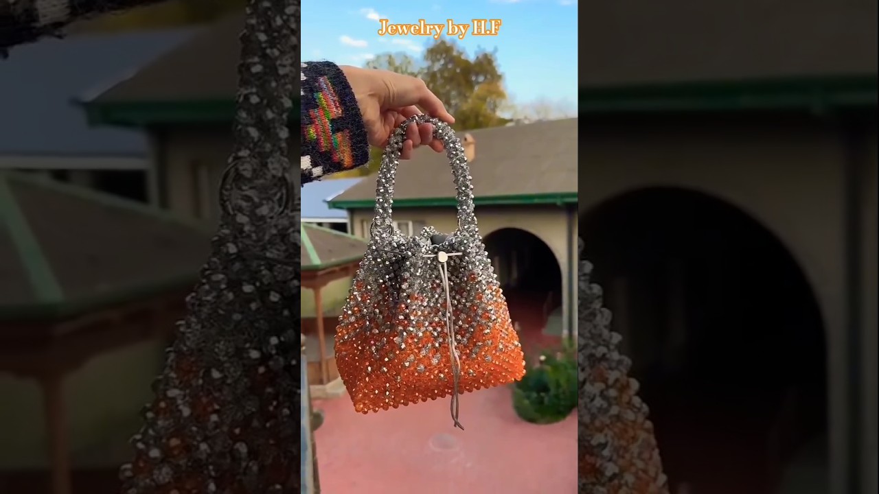 Elegant beaded bag short tutorial | crystal beads bag #shortsfeed #diy #shorts #handmade #trending