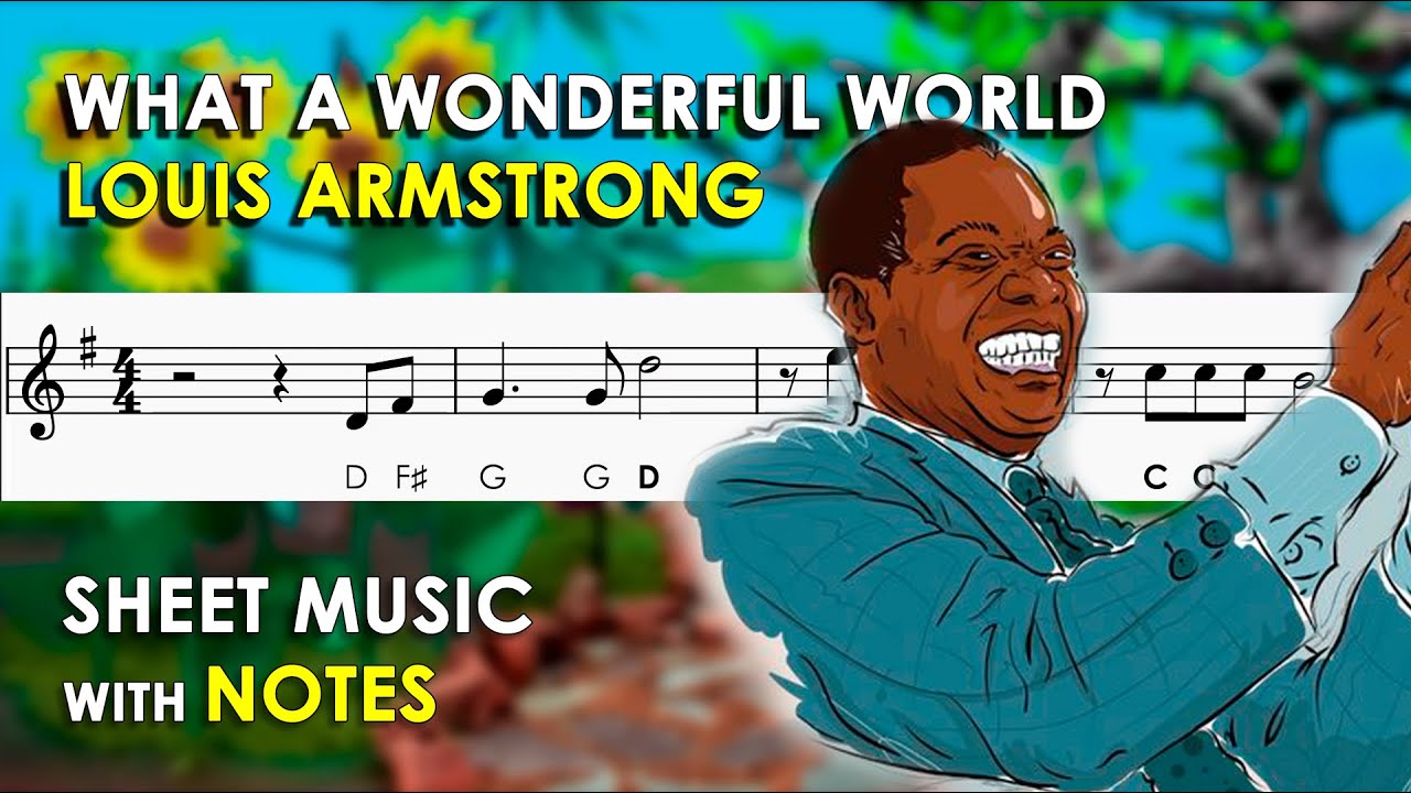 What a Wonderful World | Sheet Music with Easy Notes for Recorder, Violin Beginner | Louis Armstrong