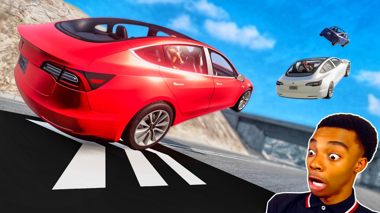 Смешные моменты с Tesla Model 3 🤣 - [BeamNG.Drive]