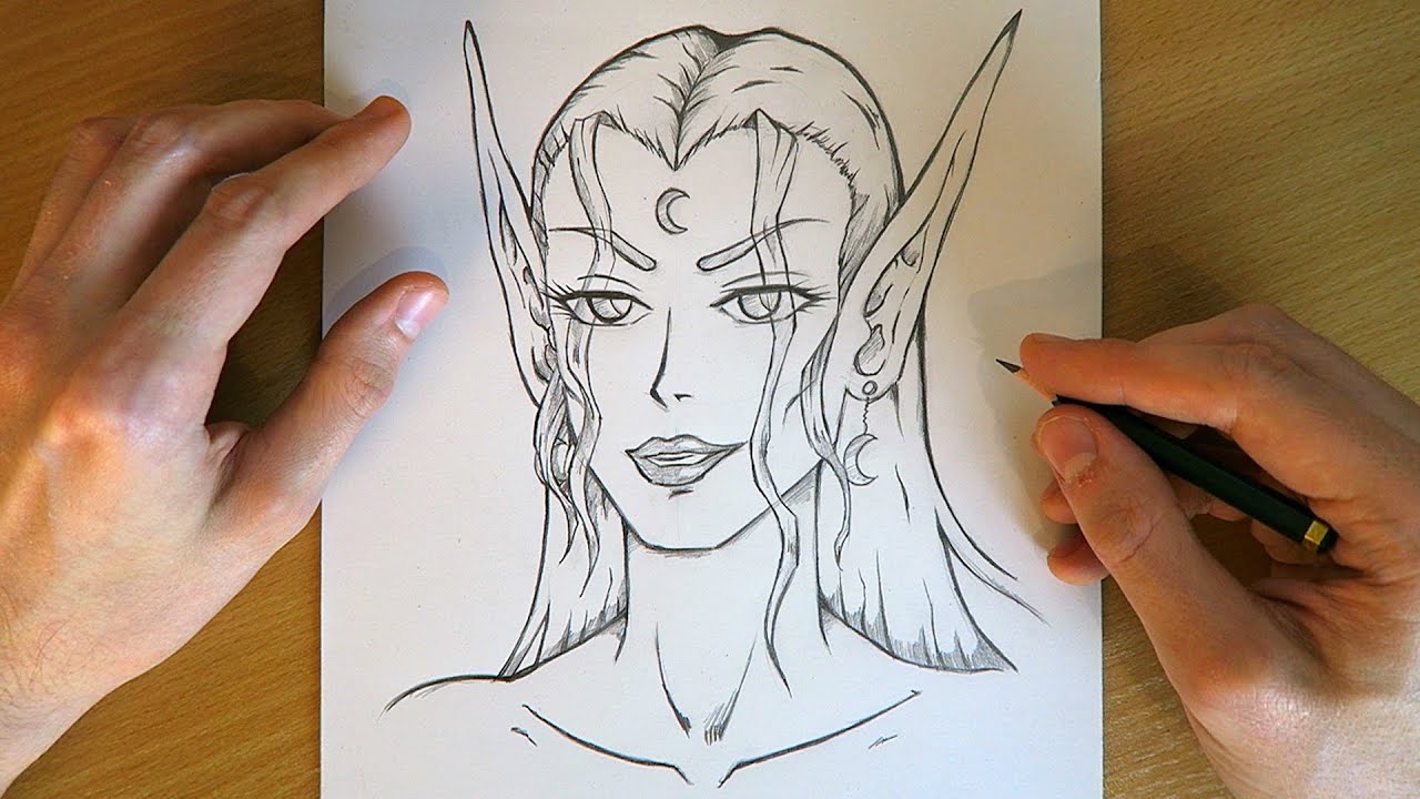 ☾ How To Draw a Beautiful Elf Girl | Fantasy Art | Sketch Drawing Tutorial ☽