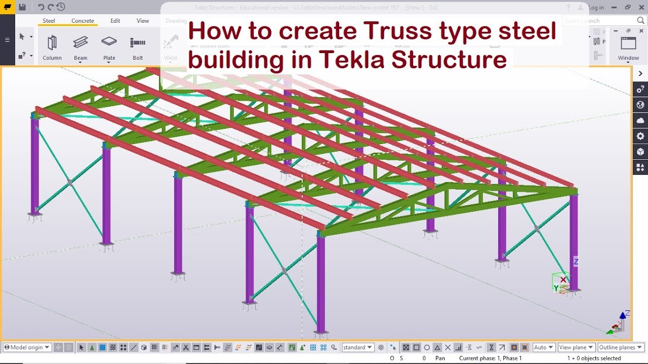 How to create Truss type steel building in Tekla Structure