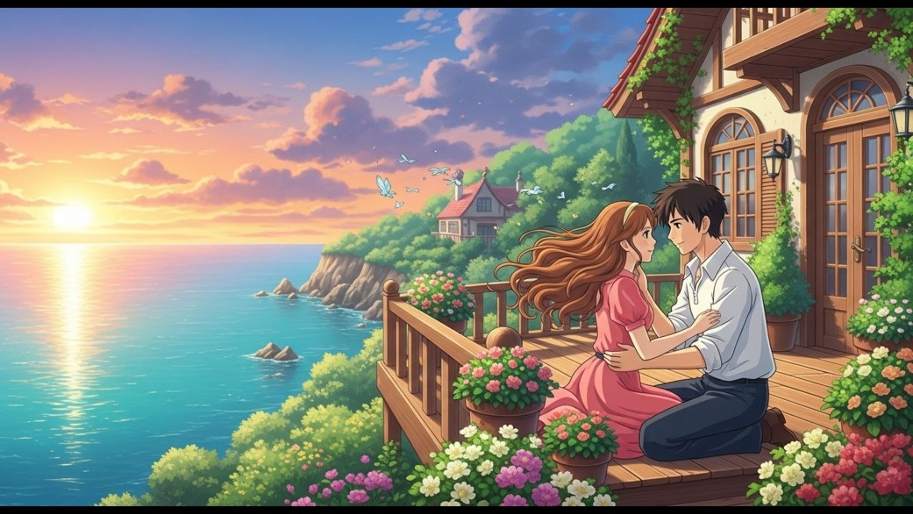 A Cozy Raini Day by the Sea| Ghibli -Inspired Slow lizing ASMR.