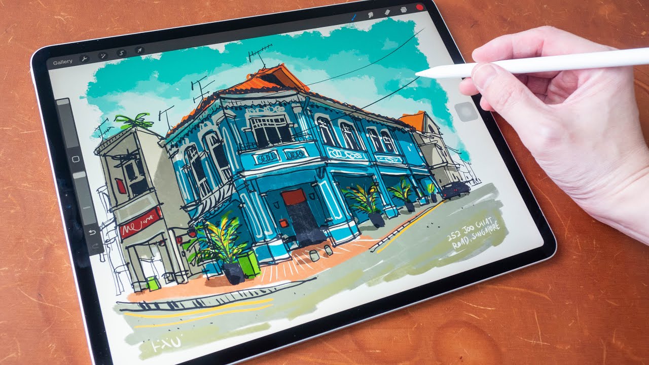 Свободный городской стиль зарисовок с Procreate — Shophouse 110