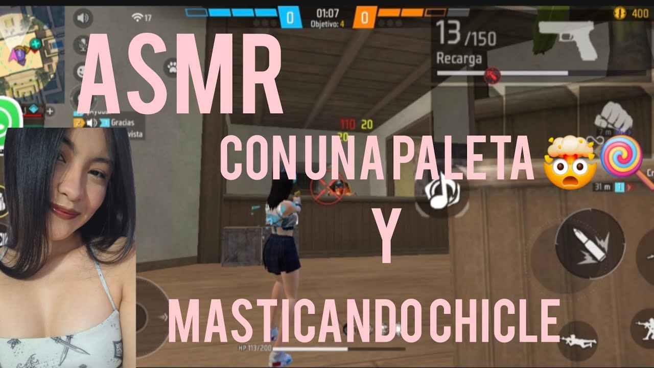 ASMR Con una paleta Y Masticando chicle | Jugando freefire
