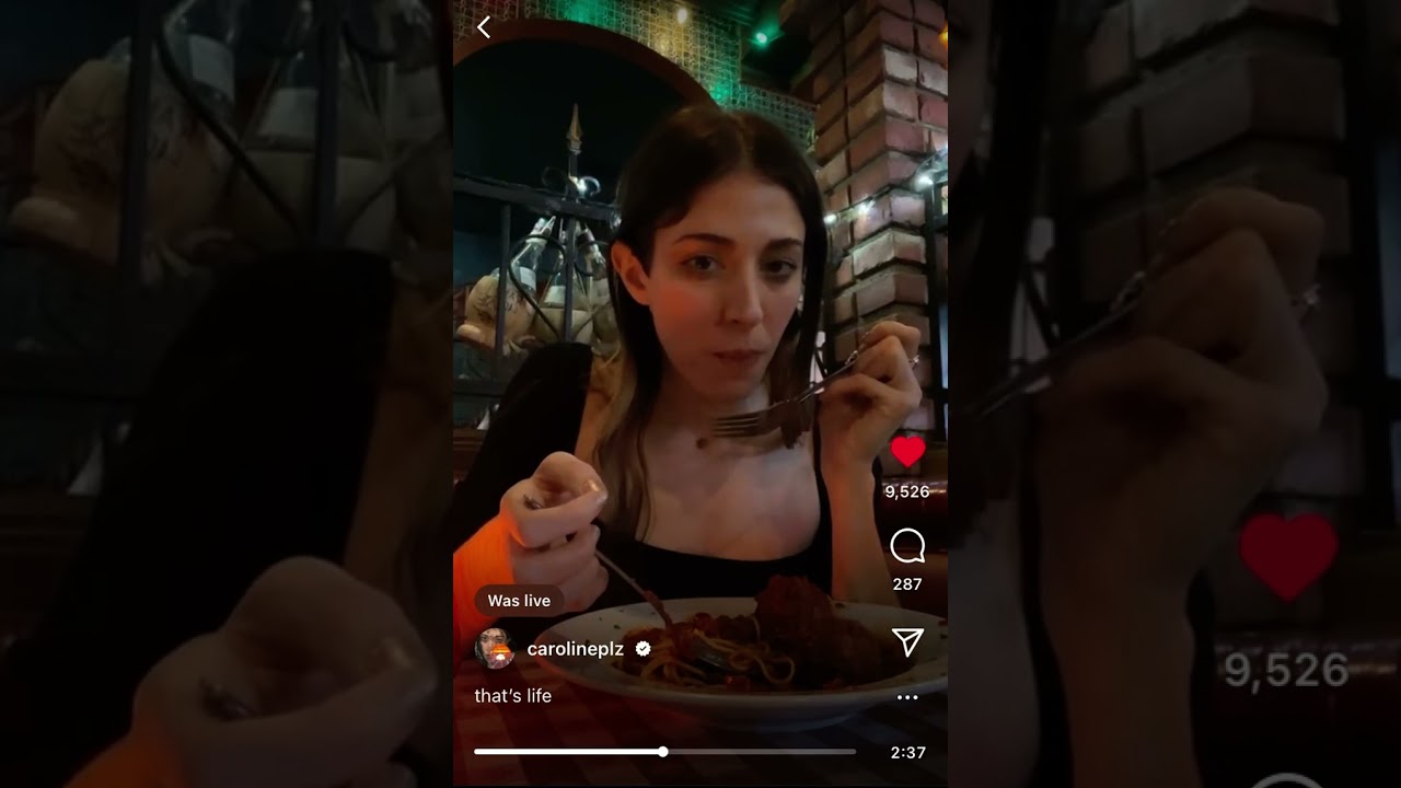 Caroline Polachek eating spaghetti and being iconic for 5 minutes