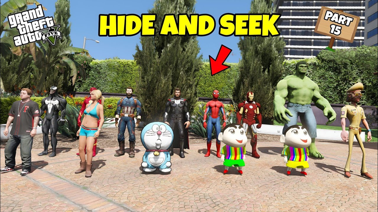 GTA 5 : SHINCHAN, PINCHAN AND FRANKLIN PLAYING HIDE AND SEEK 😯 PART 15