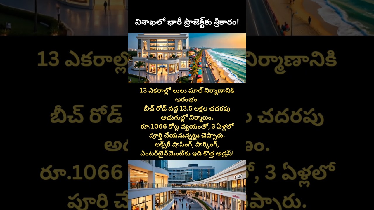 Lulu Mall in Vizag Beach Road 🏙️ ₹1066 Cr Project #Vizag #LuluMall #AndhraPradesh #RealEstate