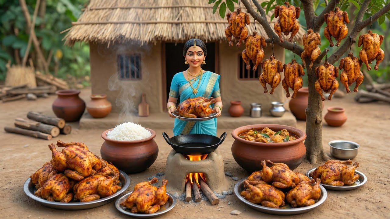 Miniature Women Cooking Chicken Recipe🍗 ASMR 🤤 | Indian Village Tiny Kitchen Story #cooking 