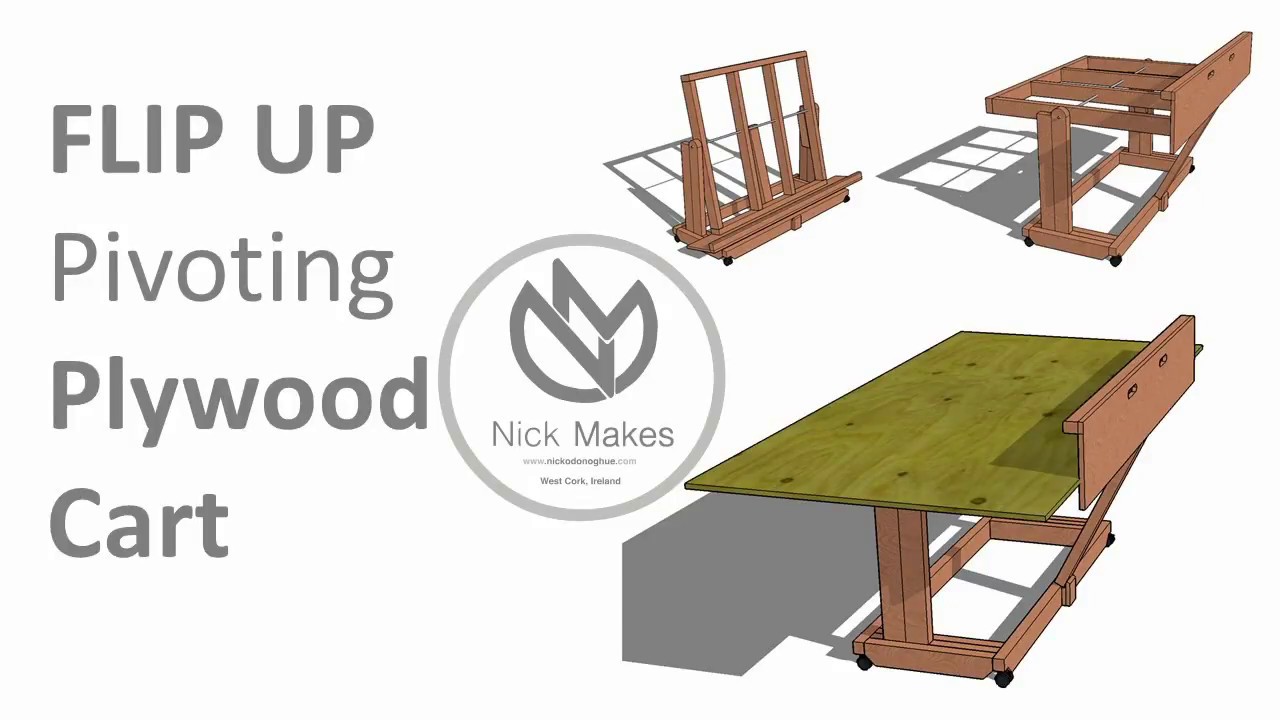 Flip Up Pivoting Plywood Cart - Reclaimed 2x4s