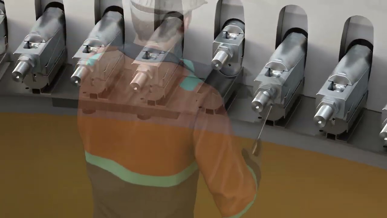Installation animation C1 Wedge Connection between wind turbine and foundation.