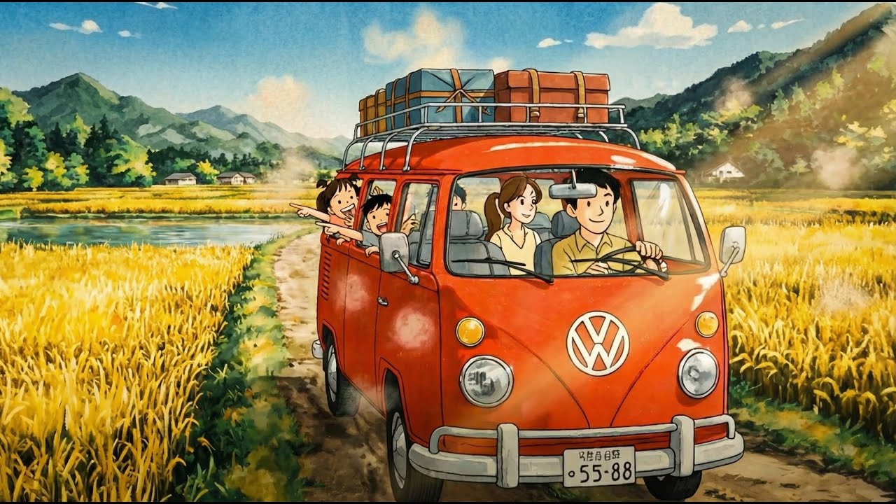 都会の喧騒をリュックに詰めて、あの頃の陽だまりと田園の風を探しに | Ghibli-Style Video