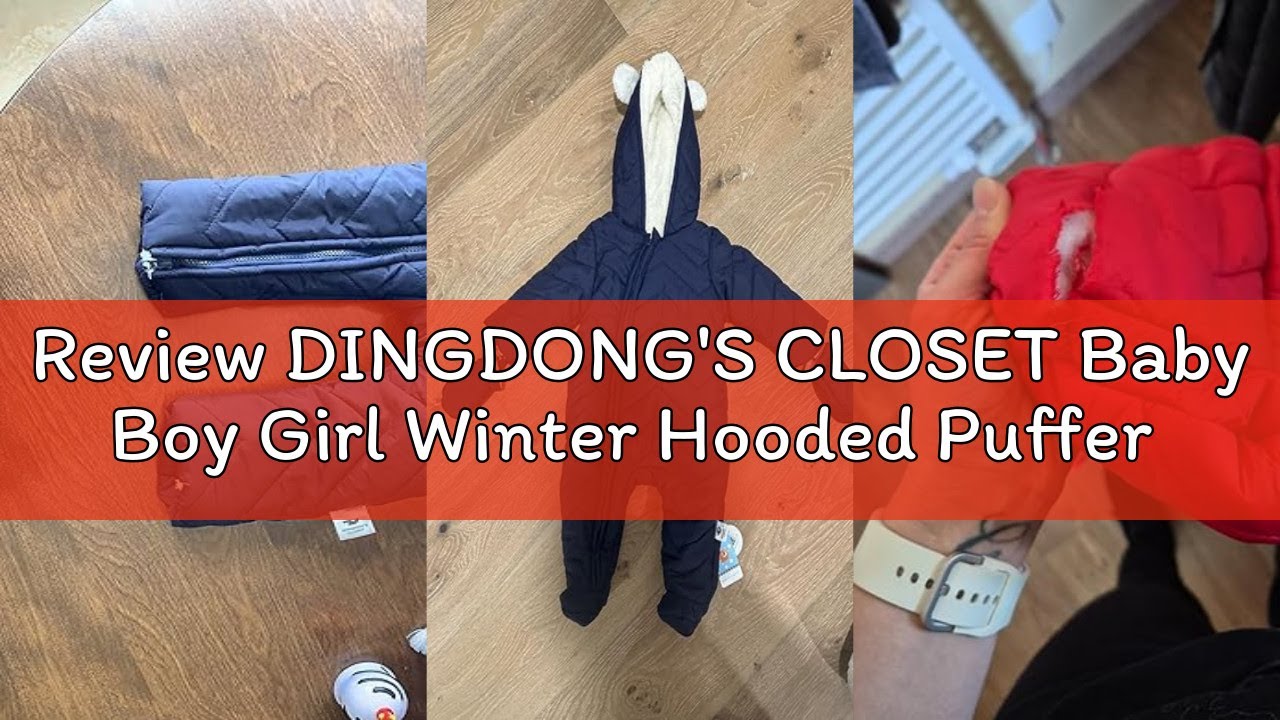 Review DINGDONG'S CLOSET Baby Boy Girl Winter Hooded Puffer Jacket Snowsuit with Gloves