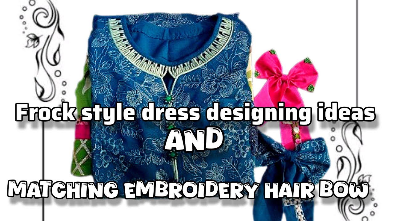 New frock style dress designing ideas || Frock style shirt with gota designing with matching bows 
