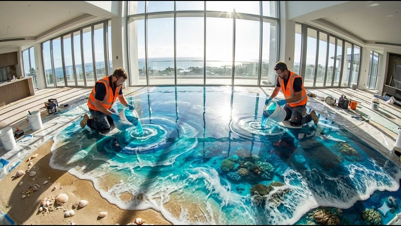 Top 10 Stunning Epoxy Floors Featuring Resin Pours with Ocean and Beach Designs