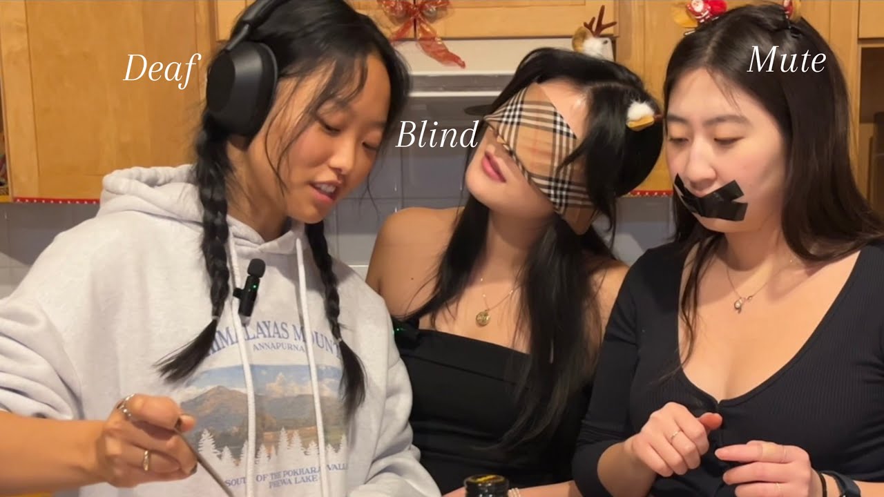 Blind, deaf, mute making tiramisu.