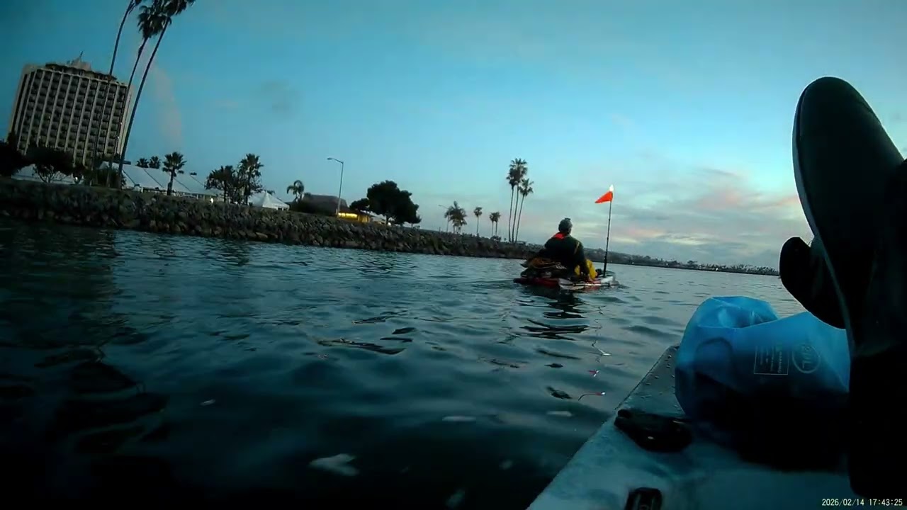 Kayaking to our usual lobster netting spot in Mission Bay