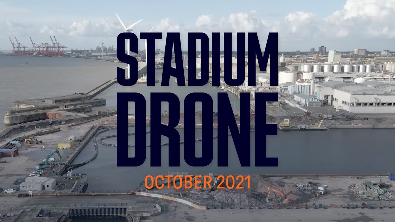 NEW EVERTON STADIUM LATEST | AERIAL VIEWS OF PROGRESS AT BRAMLEY-MOORE DOCK