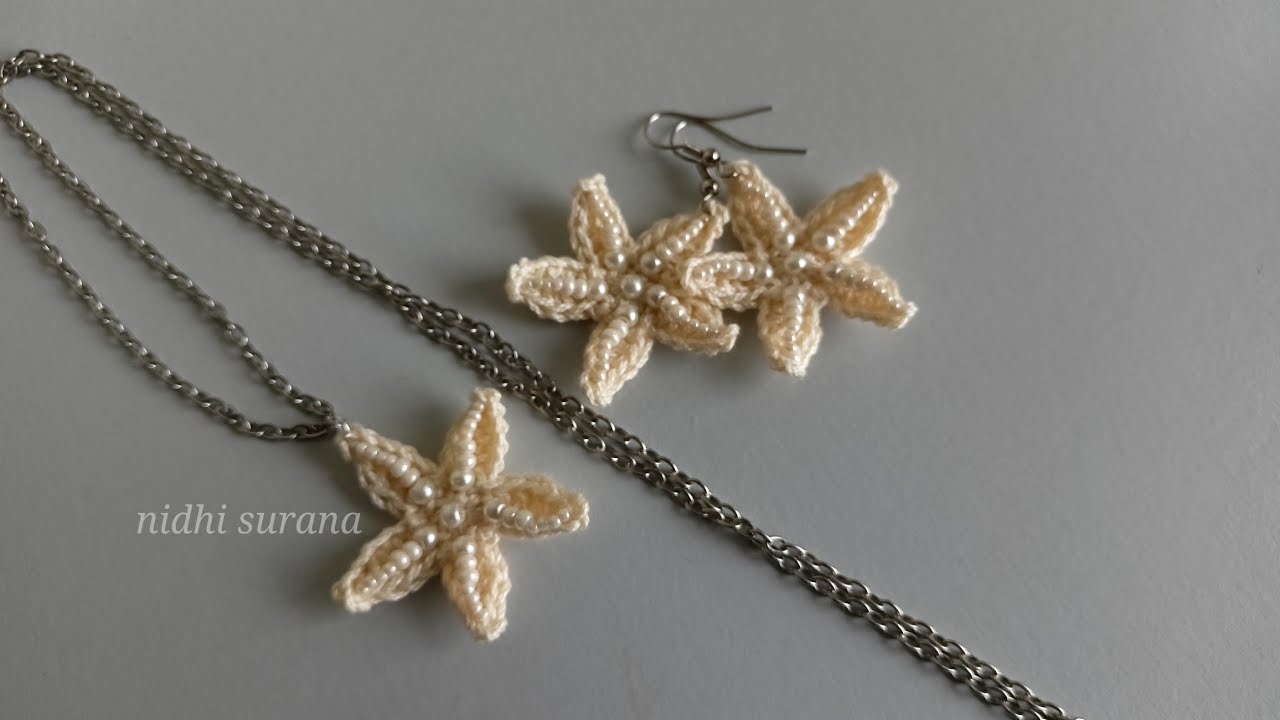 Starfish Earrings & Pendant/Crochet jewelry making/Aretes/Colgante/Tutorial diy