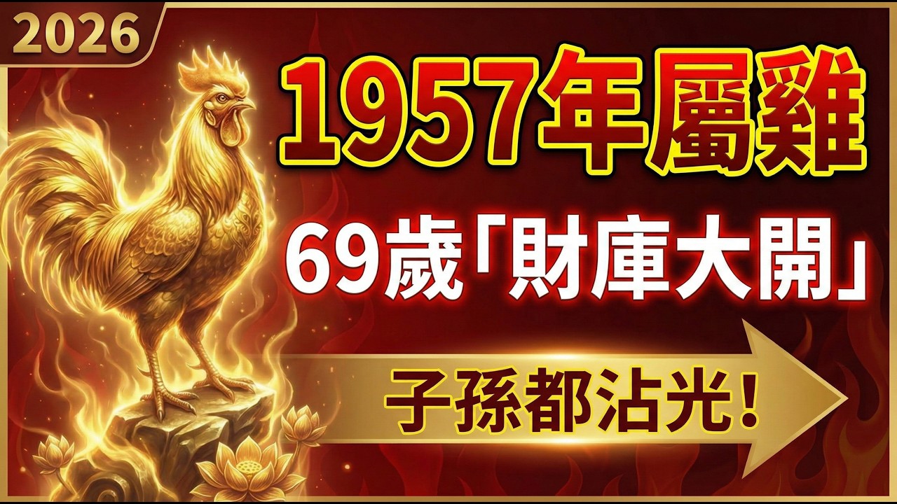 1957年屬雞人：2026年你69歲，這不僅是歲數，更是財庫大開的起點，子孫後代都沾光！