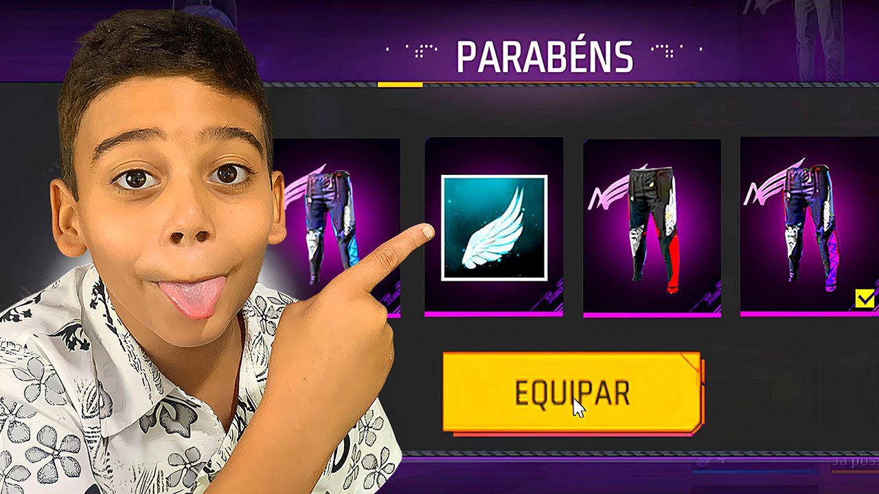 MEU IRMÃOZINHO CHOROU AO GANHAR A NOVA CALÇA ANGELICAL NO FREE FIRE!