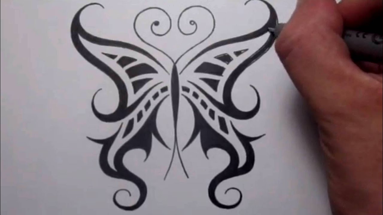 Drawing a Cool Tribal Butterfly Tattoo Design