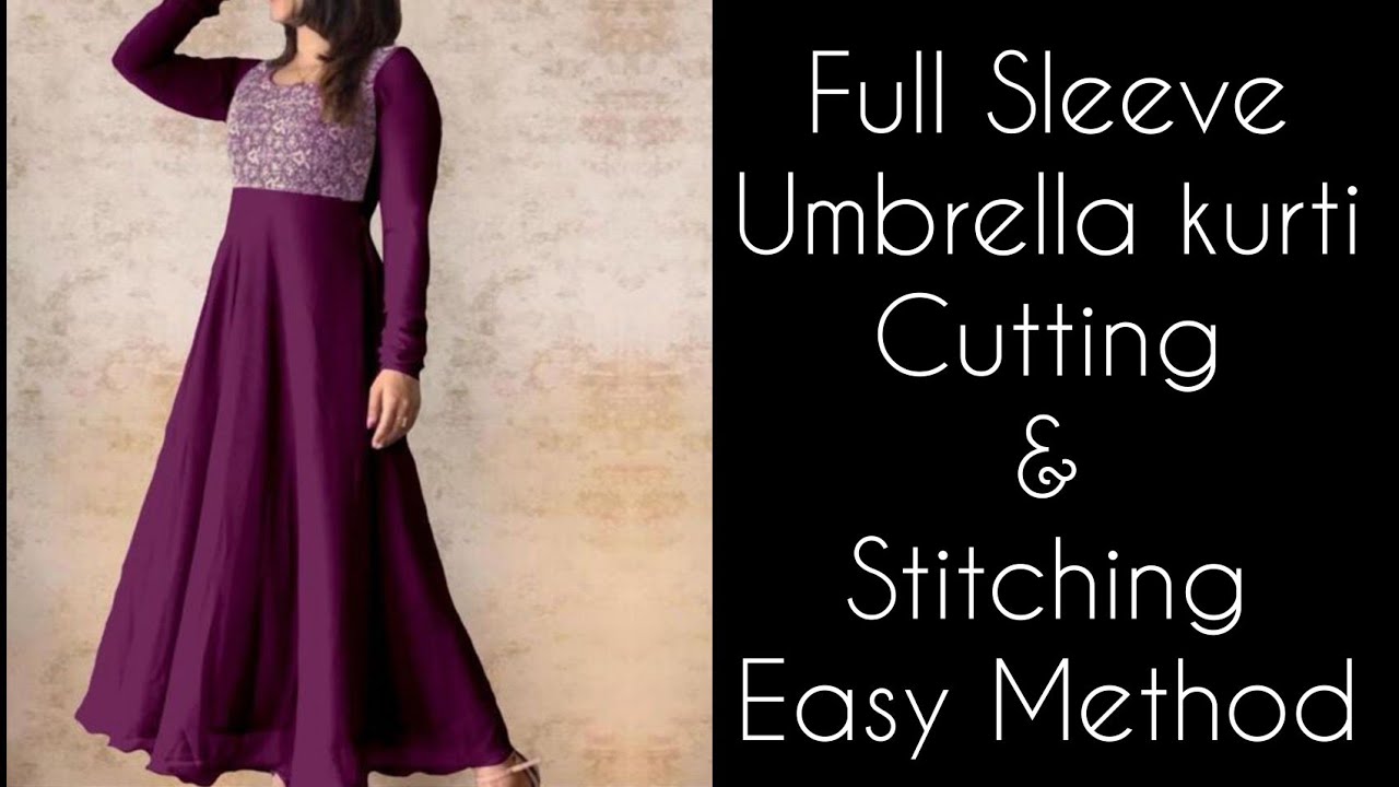 Designer Umbrella Kurti With Full  Sleeves Cutting And Stitching Simple Method @rpfashiontech1545