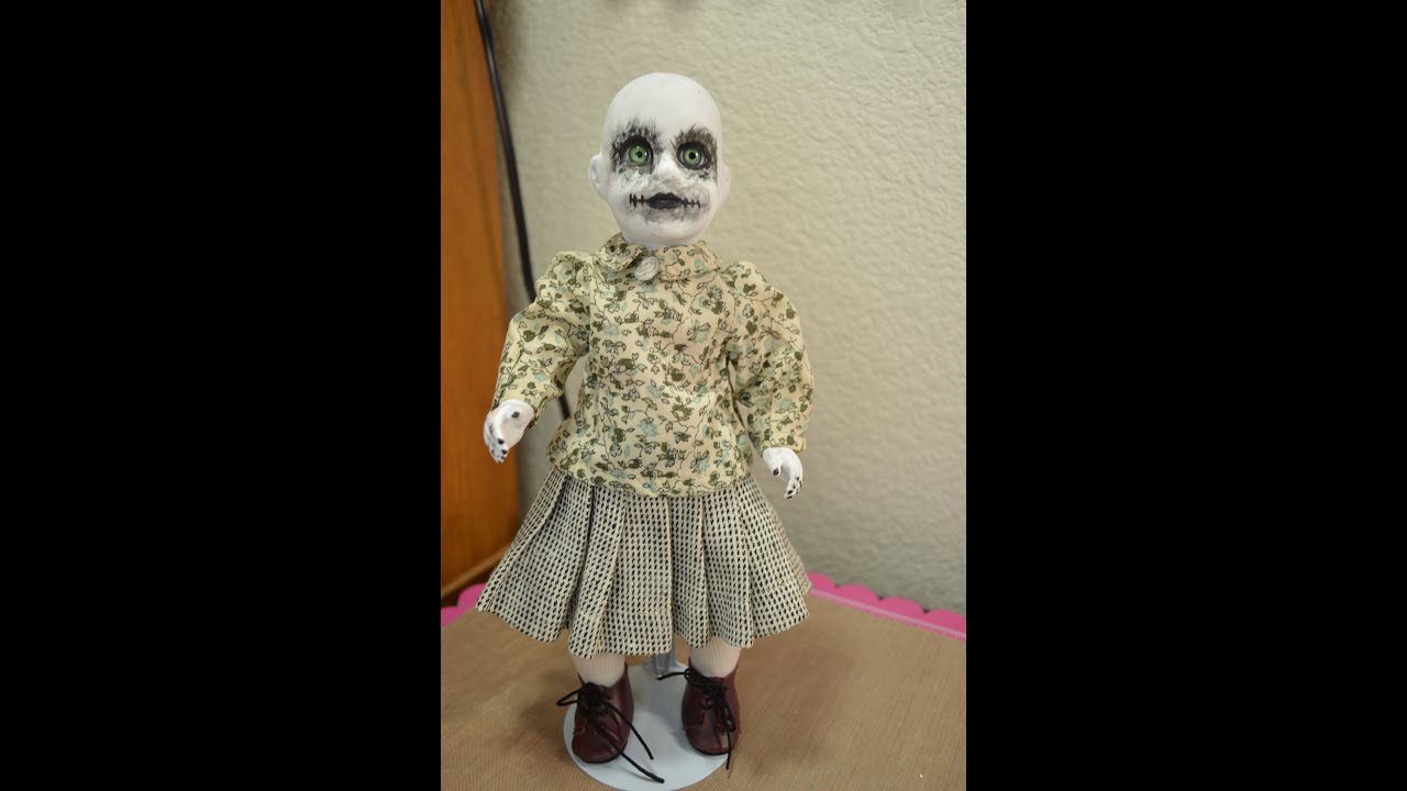 Gloom and Doom Painted Porcelain Doll