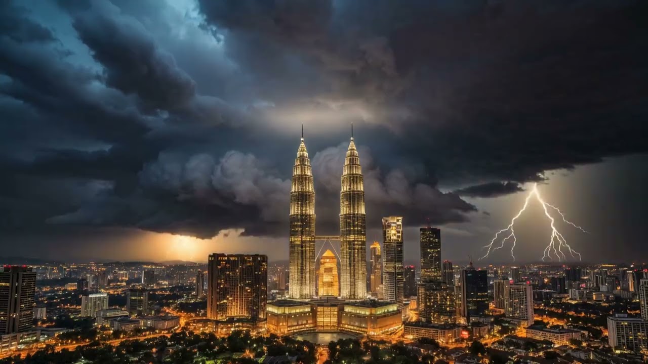 Kuala Lumpur – Storm Clouds Over Twin Towers | Dramatic Skyline Ambience ⛈️🏙️