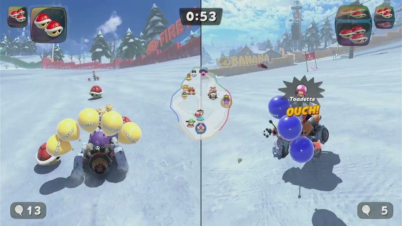 Mario Kart Multiplayer Madness - Balloon Battle Round 1 | Items Flying Everywhere!