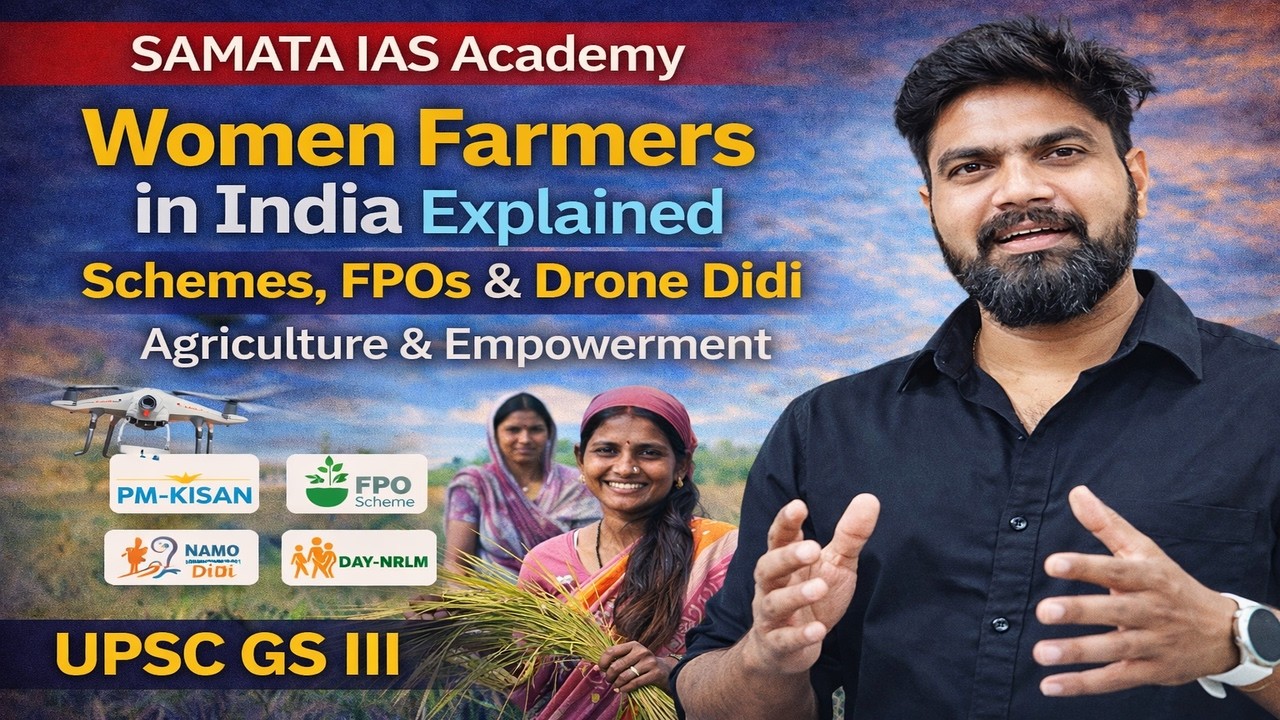 Women Farmers in India Explained | Schemes, FPOs & Drone Didi| Agriculture & Empowerment|UPSC GS III
