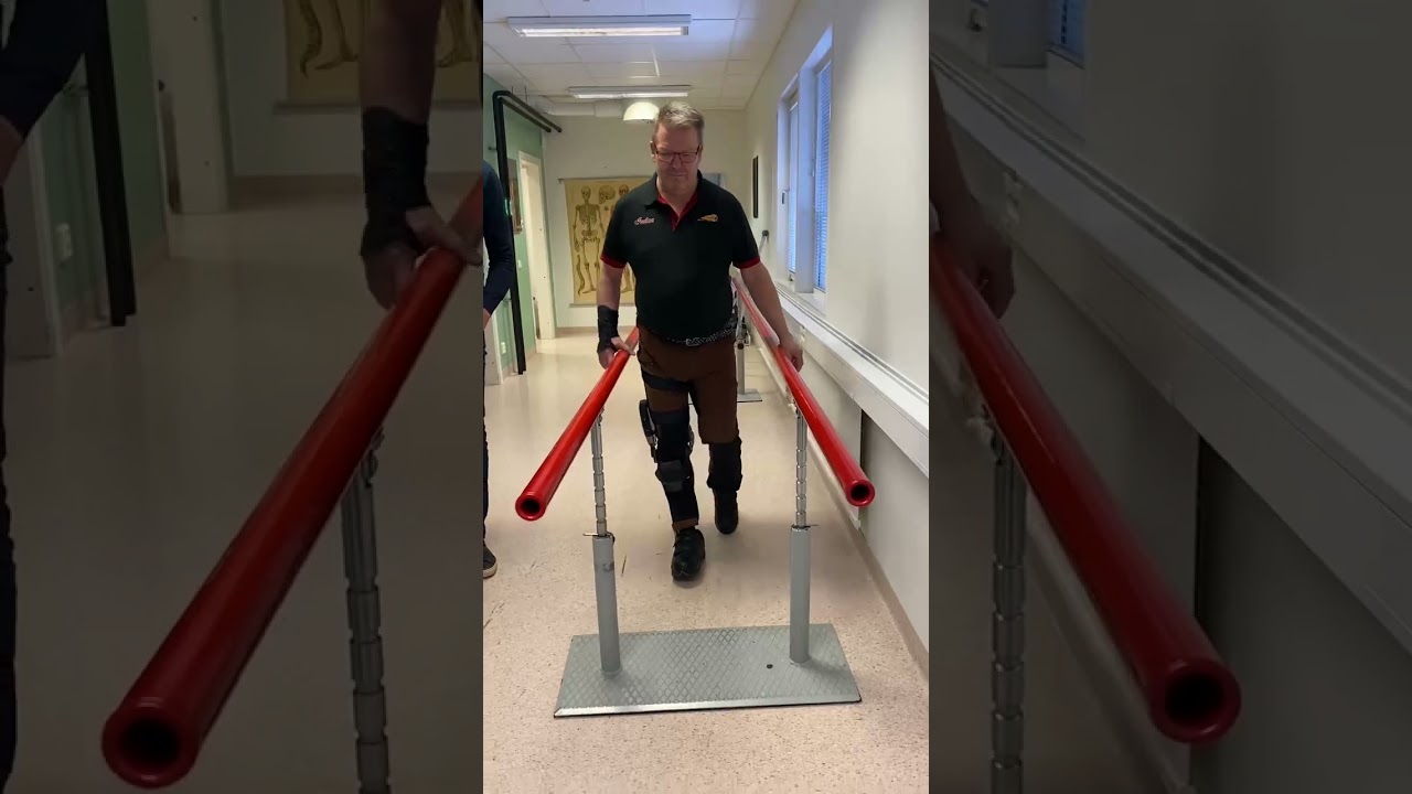 Kent, before and after using the microprocessor-controlled leg orthosis C-Brace.
