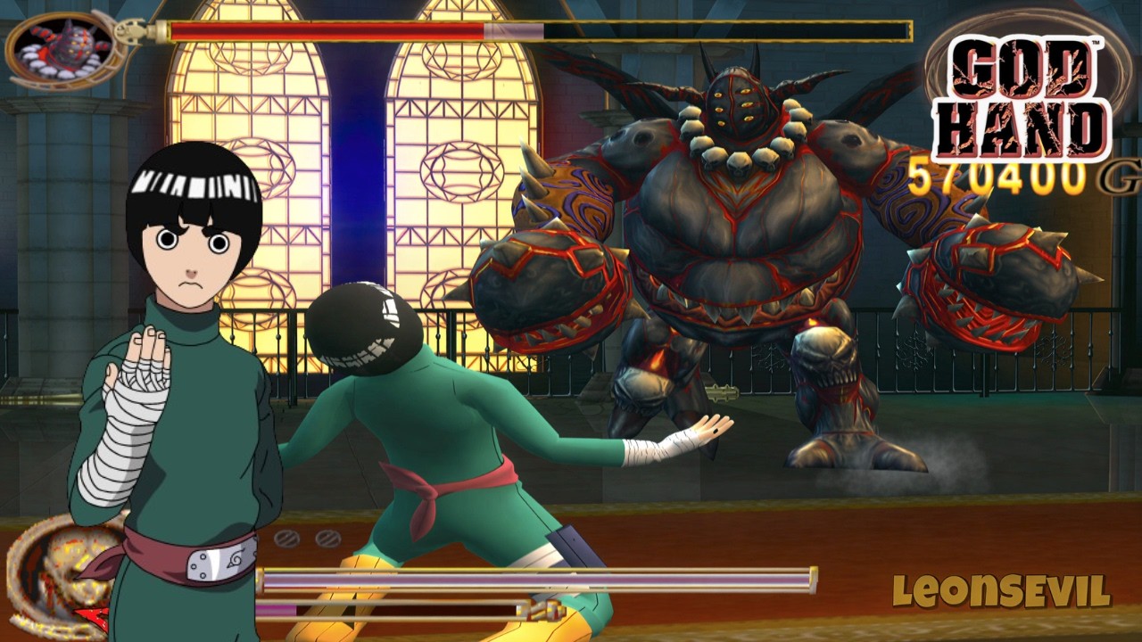 GOD HAND MOD ROCK LEE STAGE 5 HARD GAMEPLAY