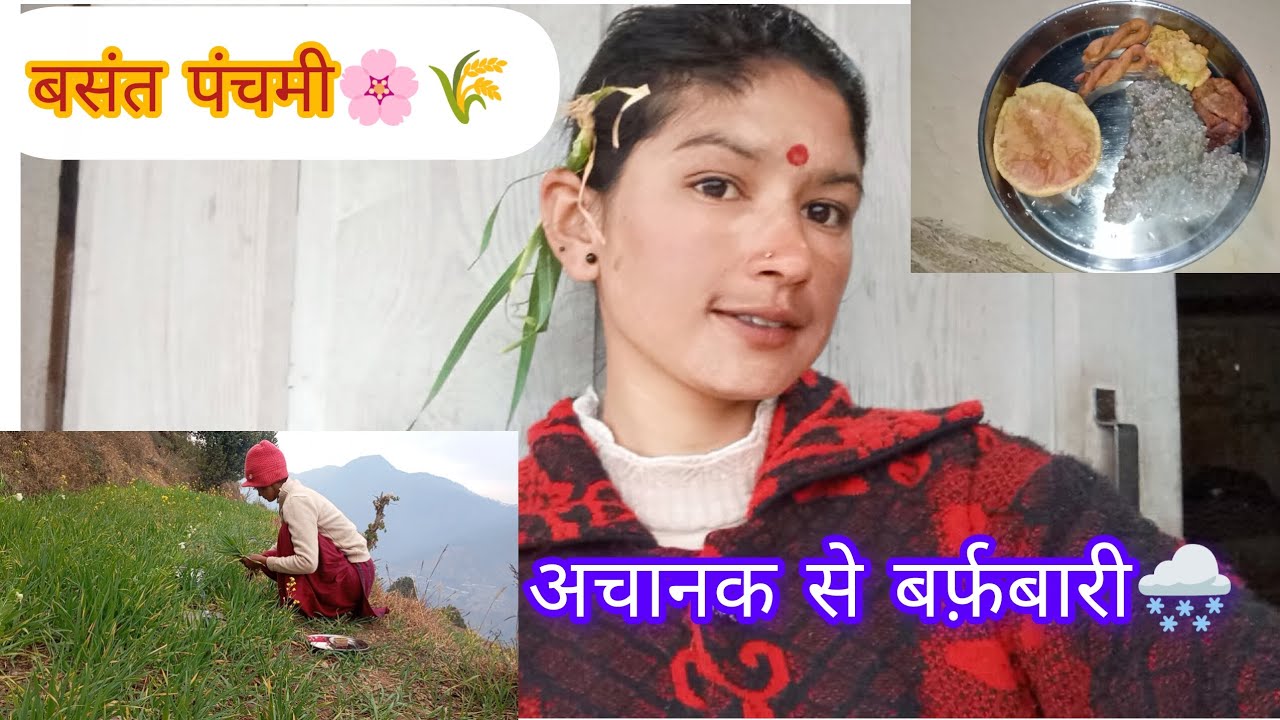 🌺बसंत पंचमी के दिन मौसम खराब☁llअचानक से हुई बर्फ़बारी🌨मन प्रसन्न हो गया☃️😅ll Koteri vlogs❤