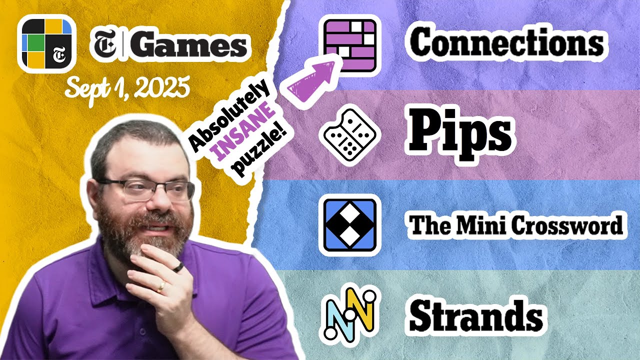 NYT Connections, Pips, Mini Crossword, and Strands | Sept 1, 2025