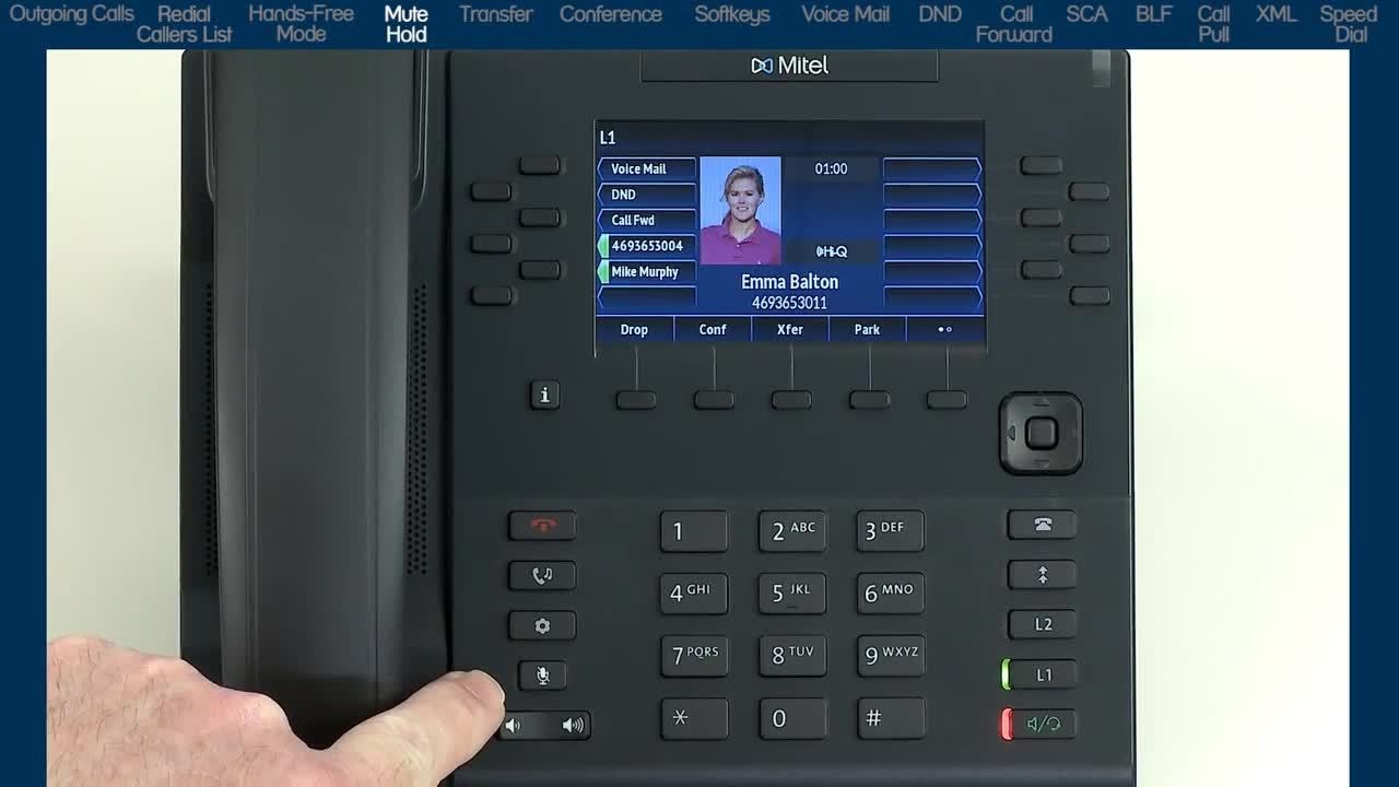 Mitel 6869i Phone: Using Mute and Hold