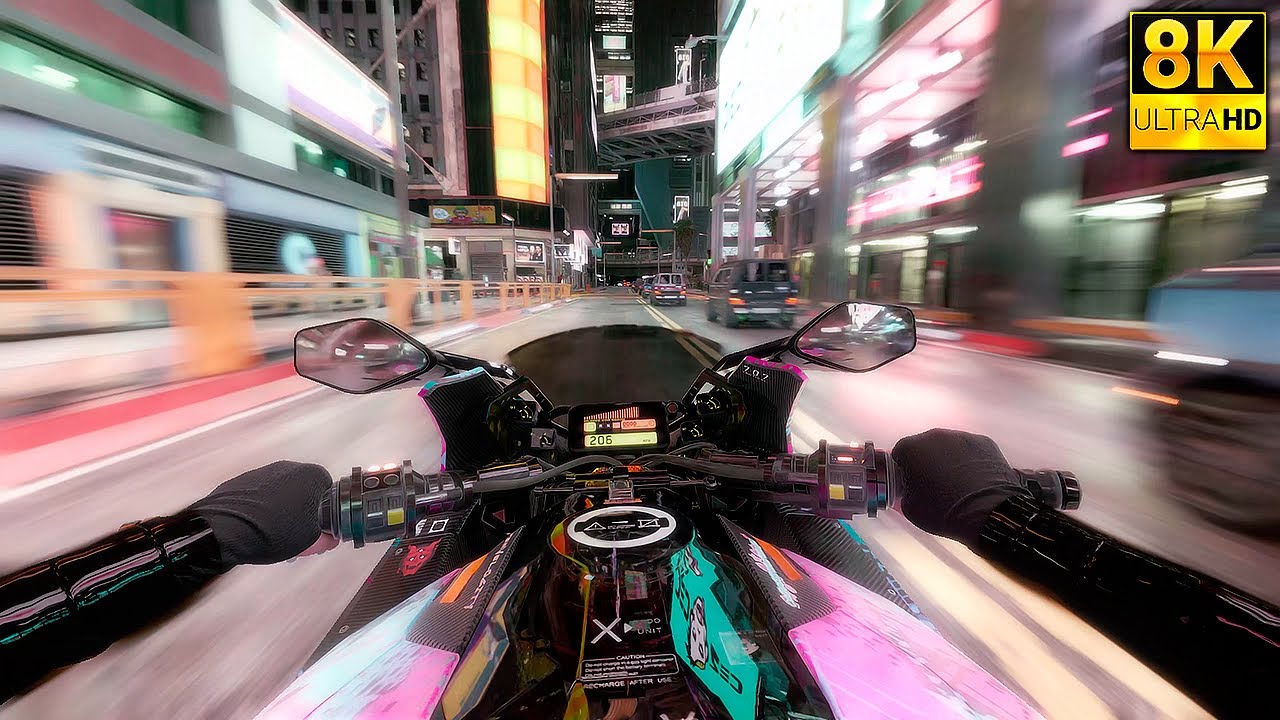 Cyberpunk 2077 8K Night Driving Dark Future Bike, realistic graphics mod, pc gameplay, RTX 4070 ti