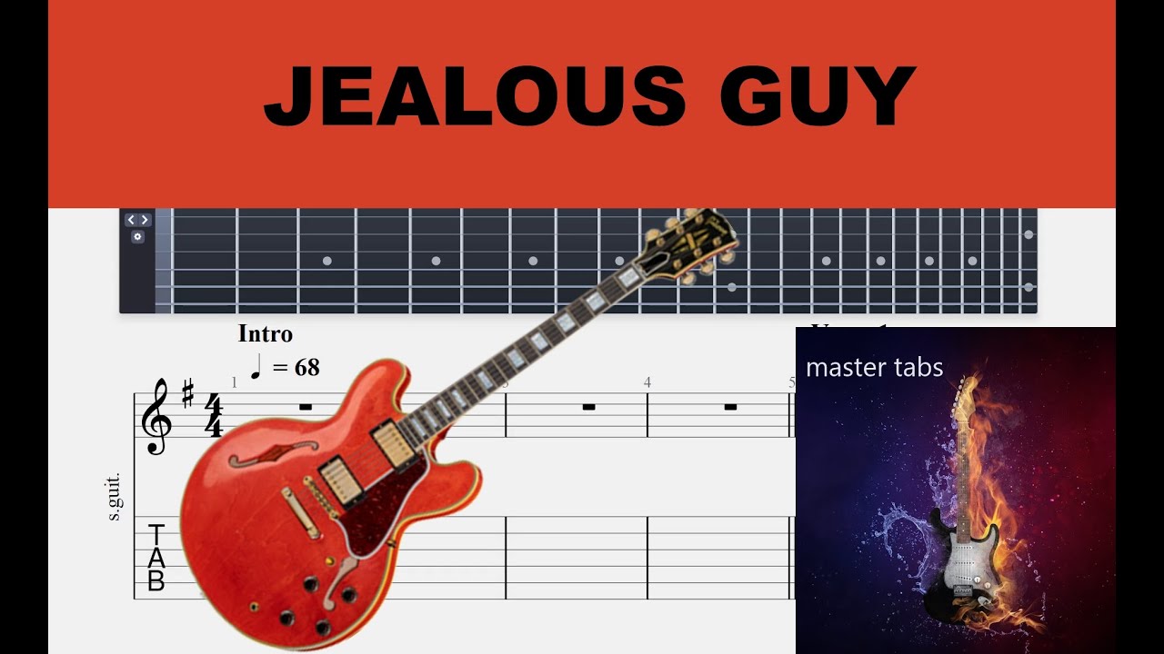 JEALOUS GUY  |  John Lennon | | Guitar Tab| TUTORIAL#Mastertabs#BestFreeYoutubeMusic# #guitartabs